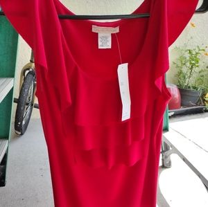 Red Claudia Richards Ruffle Sleeveless shirt. Size Medium